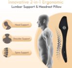 FLORICH Car Seat Cushion and Lumbar Support Headrest Pillow Memory Foam Ergonomic Car Cushion Back Neck Support Pillow Sciatica & Back & Tailbone Pain Relief Cushion for Car Seat Driving, Black - Image 2