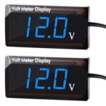 2 Pieces DC 4 to 28V Car Digital Voltmeter 12V Voltage Meter Car Audio Gauge LED Display 12V Waterproof Voltage Gauge Meter for Motorcycle(Blue Light)