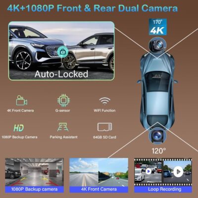 Wireless Carplay Screen for Car 10.26" 4K 360 Rotation Dash Cam Carplay&Android Auto Car Stereo 1080p Backup Camera GPS Navigation/Mirror Link/Voice Control/Siri/FM Satellite Radio Receiver - Image 6