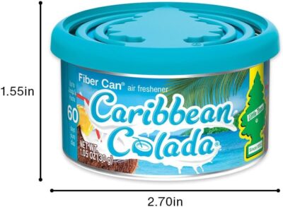 LITTLE TREES Car Air Freshener | Fiber Can Provides Long Lasting Scent for Auto or Home | Recycled Fiber | Caribbean Colada, 4 Air Fresheners - Image 4