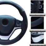Alusbell Breathable Auto Car Steering Wheel Cover for Men and Women Microfiber Leather 15 Inches Black - Image 3