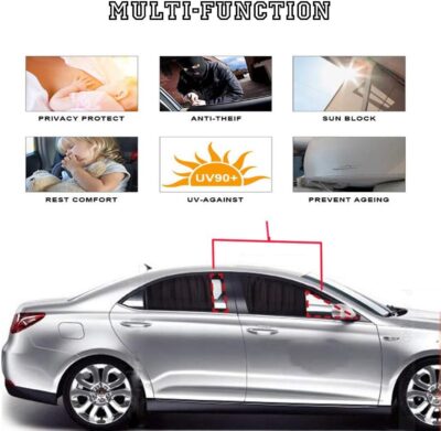 2 Pack Car Curtains Window Shades UV Protection Auto Privacy Shade Valances for Side Window Universal Windshield Sunshade Van Curtain Mesh Screen Blocks Heat Sun Shield Keeps Vehicle SUV Cool - Image 7