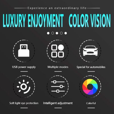 Acrylic Interior Car LED Strip Light with Motion-Activated Switch, 55.1" Neon Ambient Light, RGB Colors, APP/Touch Control, Music Sync - Image 3