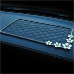 Bling Daisy Car Dashboard Anti-Slip Mat, Rhinestone Auto Dash Phone Hold Sticky Pad, 10.4'' × 5.9'' Vehicle Strong Gripping Mat for Keychain, Sun Glass and Electronic Device (Diamond/Daisy)