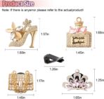 4PCS Bling Car Air Vent Clip, Crystal Rhinestone Heels Bag Crown Perfume Bottle Dashboard Air Vent Trim Clips, Car Interior Outlet Diffuser Decoration Accessory for Women (Gold) - Image 2
