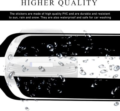 Car Hood Decal Sticker, Racing Stripe Graphic Stickers for Auto Body Skirt Roof Hood Bumper, Automotive Exterior Decoration Vinyl Decal for Car SUV Truck, Car Accessories (Black) - Image 5