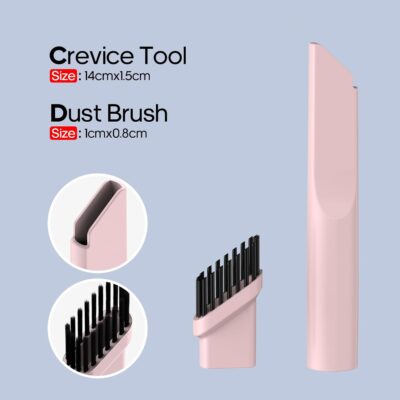 Portable Mini Car Vacuum Cleaner Pink, High Power Cordless(400g) Handheld Rechargeable Vacuum Cleaner for Desk V06 - Image 6