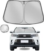 Windshield Sun Shade for 2014-2019 Toyota Highlander SUV Foldable Sun Sunshade for Car Front Window Blocks UV Rays and Heat Automotive Interior Protector Custom Fit Accessories