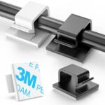 100 PCS Adhesive Cable Clips (Small, White&Black), Upgraded Wall Wire Holder Cord Organizer for Cable Management Under Desk, Light Clips Hooks for LED, Car Dash Cam, USB Cable