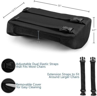 ComfiLife Lumbar Support Back Pillow Office Chair and Car Seat Cushion - Memory Foam with Adjustable Strap and Breathable 3D Mesh (Black) - Image 4