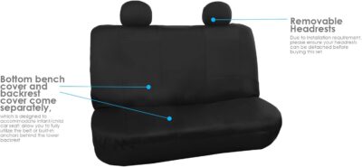 FH Group Car Seat Covers Full Set Black Neoprene - Universal Fit Waterproof Automotive Low Back Front and Solid Back Seat Cover, Washable Seat Cover for SUV, Sedan and Van - Image 3