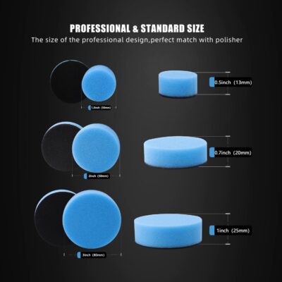 Car Foam Drill Polishing Pad Kit, 44Pcs 1inch 2inch 3inch Detail Polishing Buffing Pad Mix Size Car Detailing Kit with 5/8-11 Thread Backing pad & Adapters for Buffer Polisher Polishing, Buffing - Image 3