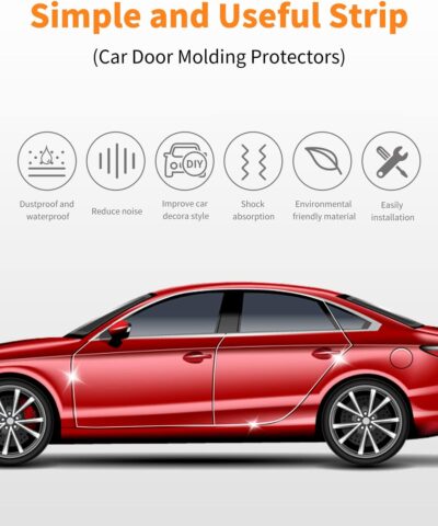 16Ft Chrome Car Trim Strip, Self-Adhesive Automotive Exterior and Interior Side Body Moulding, 1/4 inch (6mm) Scratch-Proof Silver DIY Accessories for Decorate Bumper Door Window - Image 7