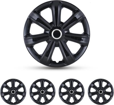 ROXX Black Lacquer Hubcaps Wheel Covers, Universal Wheel Covers Guards Snap On Auto Tire Rim OEM Style Replacement, Fits Most Car Trunk SUV-Set of 4 (14-inch) - Image 3