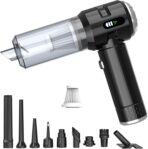 Sycoodeal Handheld Car Vacuum Cleaner, 25000PA Strong Cyclonic Suction Portable Mini Vacuum Cordless with Digital Display Lightweight Handheld for Pet Hair, Car, Home, Office, Kitchen(Silver)