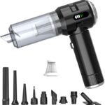 Sycoodeal Handheld Car Vacuum Cleaner, 25000PA Strong Cyclonic Suction Portable Mini Vacuum Cordless with Digital Display Lightweight Handheld for Pet Hair, Car, Home, Office, Kitchen(Silver)