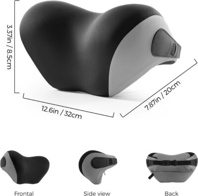 BEBAS Car Headrest Pillow, Memory Foam Neck Support Pillow for Cars - Ergonomically Designed for Long Drives, Travel & Commuting, Pain Relief with Removable & Washable Cover (Black Gray, 1-Pack) - Image 2