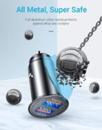 AINOPE USB Car Charger Adapter 45W, Cigarette Lighter USB Charger, Fast Car Charger for Android, [All Metal] QC 3.0 USB Adapter for iPhone 17 Pro Max 16e 16 15 14 13 12 11 Pro Samsung S26 S25 S24 S23 - Image 7