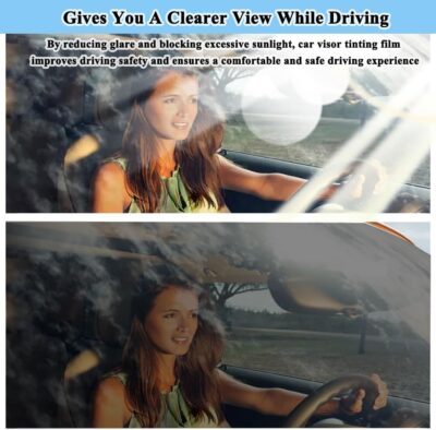 2Pack Car Window Film, Sun Visor Strip Tint Film, Auto Tint Film, Car Front Windshield Protect Shade Sticker, Windshield Solar Protection Film for Shading and Filtration (Gradient Golden) - Image 3