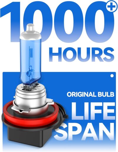 H11 Headlight Bulb H11 Halogen Bulbs No Flashing 12V 55W 5000K Xenon White, 2 Pack - Image 6