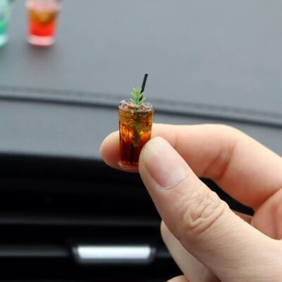 4 Pcs Cute Mini Drinks Car Rearview Mirror Dashboard Decor, Funny Beverage Dash Decorations, Kawaii Ornament Interior Accessories for Home Office - Image 6