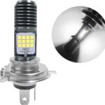 9-16V H4 LED Motorcycle Headlight Bulbs, Super Bright 3030 Chips Bulb Halogen Lamp Replacement, Waterproof High/Low Beam LED Headlight Bulb for Most Motorcycles ATVs (White)