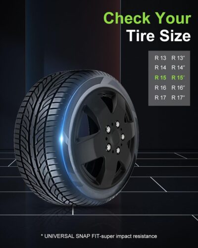 SCITOO 4pcs Set of 15-Inch Black Hubcaps can be Easily Installed on Car Truck SUV,Suitable for a Variety of Models,Beautiful and Rust-Proof - Image 4