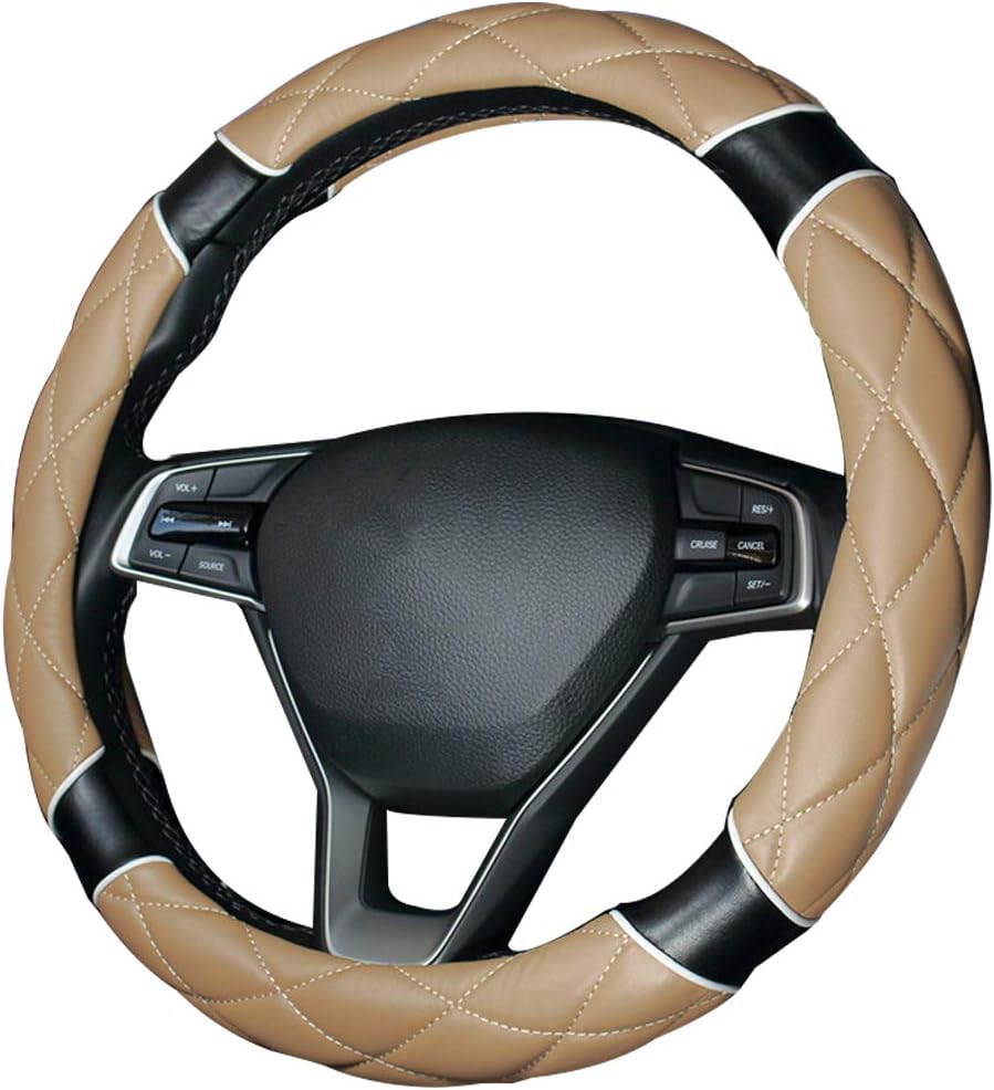 614k0FxpFZL._AC_SL1010_.jpg Car Steering Wheel Cover with Durable PU Leather, Universal 18 inch Fit for Car Truck SUV, Breathable Anti Slip Auto Steering Wheel Covers for Men and Women - Image 1