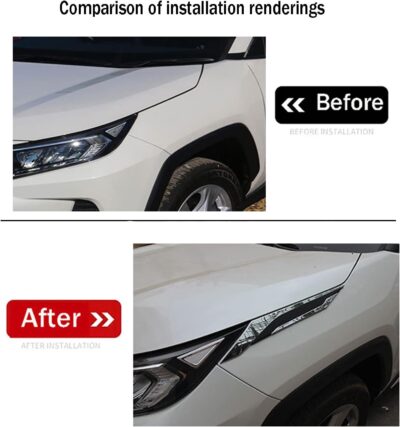 Car Accessories Fit For Toyota RAV4 2019 2020 2021 2022 2023 2024 2025 Front Head Light Lamp Eyelids Garnish Side Fender Cover Trim Chrome ABS 2 PCS - Image 5