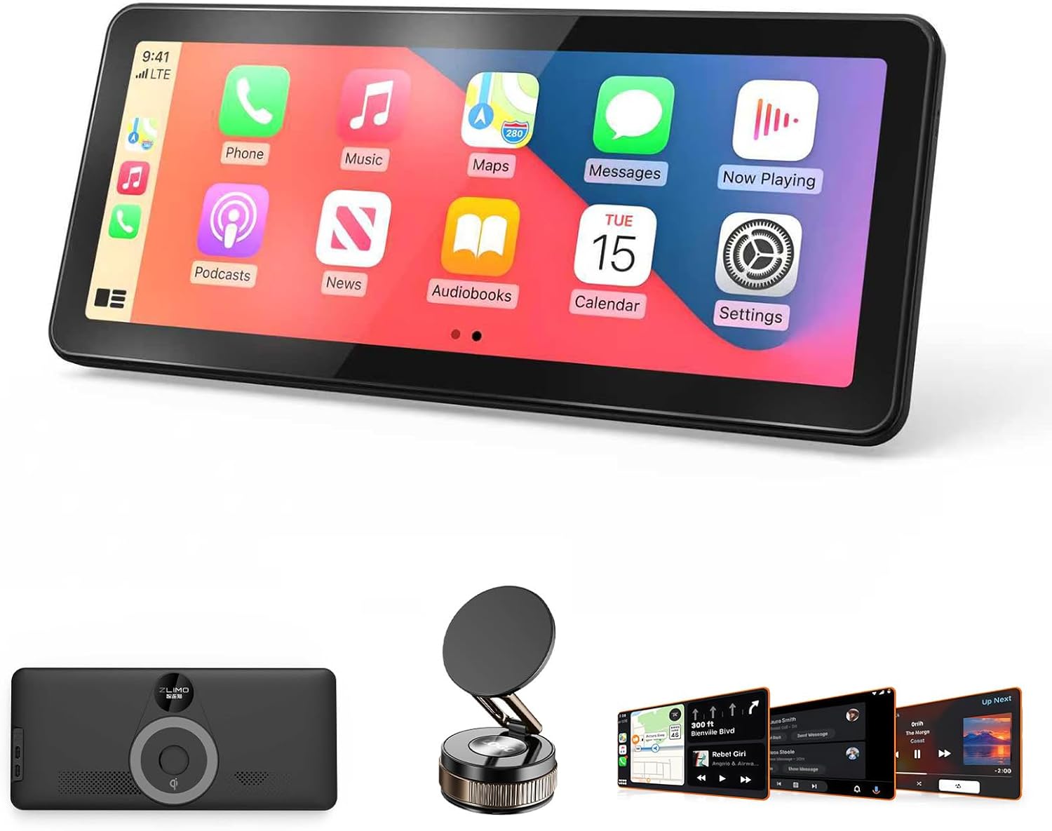 614uNgoYa8L._AC_SL1500_.jpg 10" HD CarPlayScreen for Apple CarPlay & Android Auto, Featuring Mirror Link, Voice Control, Music Playback, GPS Navigation, Backup Camera, Bluetooth - Image 1