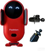 Wireless Car Charger Mount, Cute Car Phone Holder, Automatic Clamping Air Vent Dashboard Smart Phone Holder for iPhone 15/14/13/12/11//XS/XR/8, Samsung S23/22/21/20/Note 20, etc (Red)