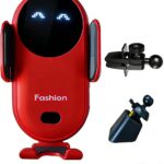 Wireless Car Charger Mount, Cute Car Phone Holder, Automatic Clamping Air Vent Dashboard Smart Phone Holder for iPhone 15/14/13/12/11//XS/XR/8, Samsung S23/22/21/20/Note 20, etc (Red)