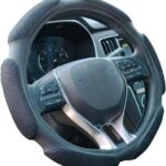Auto Steering Wheel Cover Hand Pad Cushion Slip-on Universal Fit 15'' / 38 cm (Black)