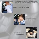 Car Headrest Neck Pillow Support Ergonomic, with Valve Stem Covers Accessory for Driving Seat Fatigue Relief Compatible with Model S X 3 Y & Cybertruck - 1 Piece - Image 4
