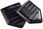 Newperlite All Black US American Flag Decal Sticker Car Emblem USA Flag Car Decoration Accessories Chrome Shield for Truck Vehicles Cars, 2 Pack