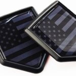 Newperlite All Black US American Flag Decal Sticker Car Emblem USA Flag Car Decoration Accessories Chrome Shield for Truck Vehicles Cars, 2 Pack