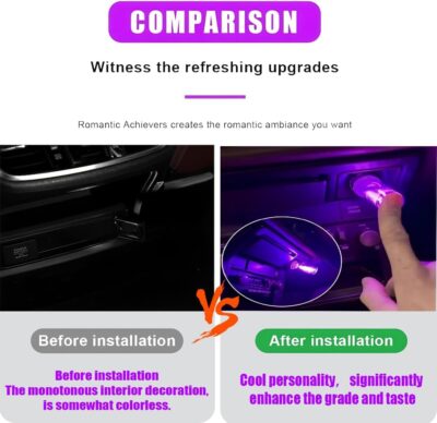 1 Pack Car LED Lights Interior, USB Light for Car Decor & Bedroom, Touch Dimmable Ambient Lighting, Mini Glass Bottle Night Light for Camping Gifts-Purple - Image 7