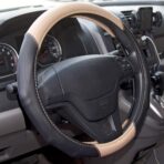 Motor Trend GripDrive Carbon Fiber Steering Wheel Cover, Non-Slip Sporty Racing Faux Leather Ergonomic Comfortable Handle, Steering Wheel Cover for Cars Trucks Vans SUV - Fits Standard 15 Inch - Beige - Image 6