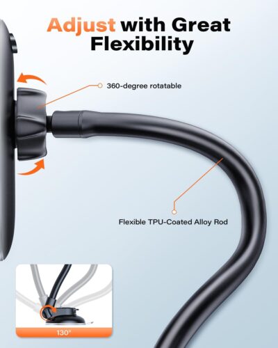 APPS2Car Cell Phone Holder for Car Dashboard Windshield Phone Mount for Car Long Arm Car Phone Holder Mount Strong Suction Cup Anti-Shake Stabilizer Compatible for iPhone, Samsung, All Smartphones - Image 3