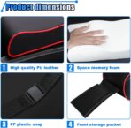 Car Armrest Cushion, Memory Foam Car Center Console Pillow Cushion with Phone Holder Storage Bag, Leather Arm Rest Pillow Cover, Universal Car Armrest Pad Accessories (Black/Red) - Image 3