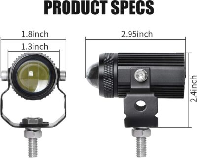 EXZEIT Led Driving Light for Motorcycle, High Low Beam Function 1.3'' Fog Lights Aux Light for Motorcycle e-Bike ATV UTV, 12/24V, 30W, 6000 Lumens 2 pcs (White Light) - Image 3