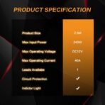 Auxbeam LED Light Bar Wiring Harness, 8.2 FT 12V 40Amp Fuse Relay ON/Off Switch for LED Off-Road Driving Light Fog Light Work Light (1 Lead 2.5 Meter Universal) - Image 7