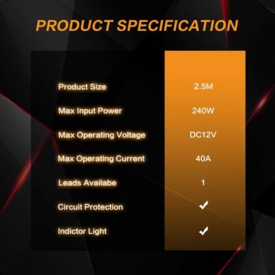 Auxbeam LED Light Bar Wiring Harness, 8.2 FT 12V 40Amp Fuse Relay ON/Off Switch for LED Off-Road Driving Light Fog Light Work Light (1 Lead 2.5 Meter Universal) - Image 7