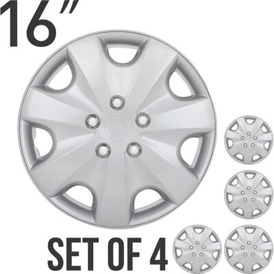 SCITOO 4-Pack Premium 16 Inch Hubcaps Set Wheel Rim Cover OEM Style Easy Snap On Car Truck SUV Silver HubCap(Full Set of 4) - Image 9