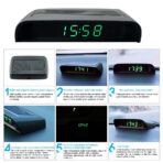 Car Auto Digital Dashboard Clock Small Clocks Solar Powered Stick-On Luminous Time Clock with Temperature LCD Screen Display for Car Interior(Green) - Image 5