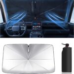 Foldable Windshield Sun Shade Umbrella Reflective Car Window Cover with Bendable Handle, Heat Blocker for SUV, Truck, Sedan Ideal Gifts for Men & Women
