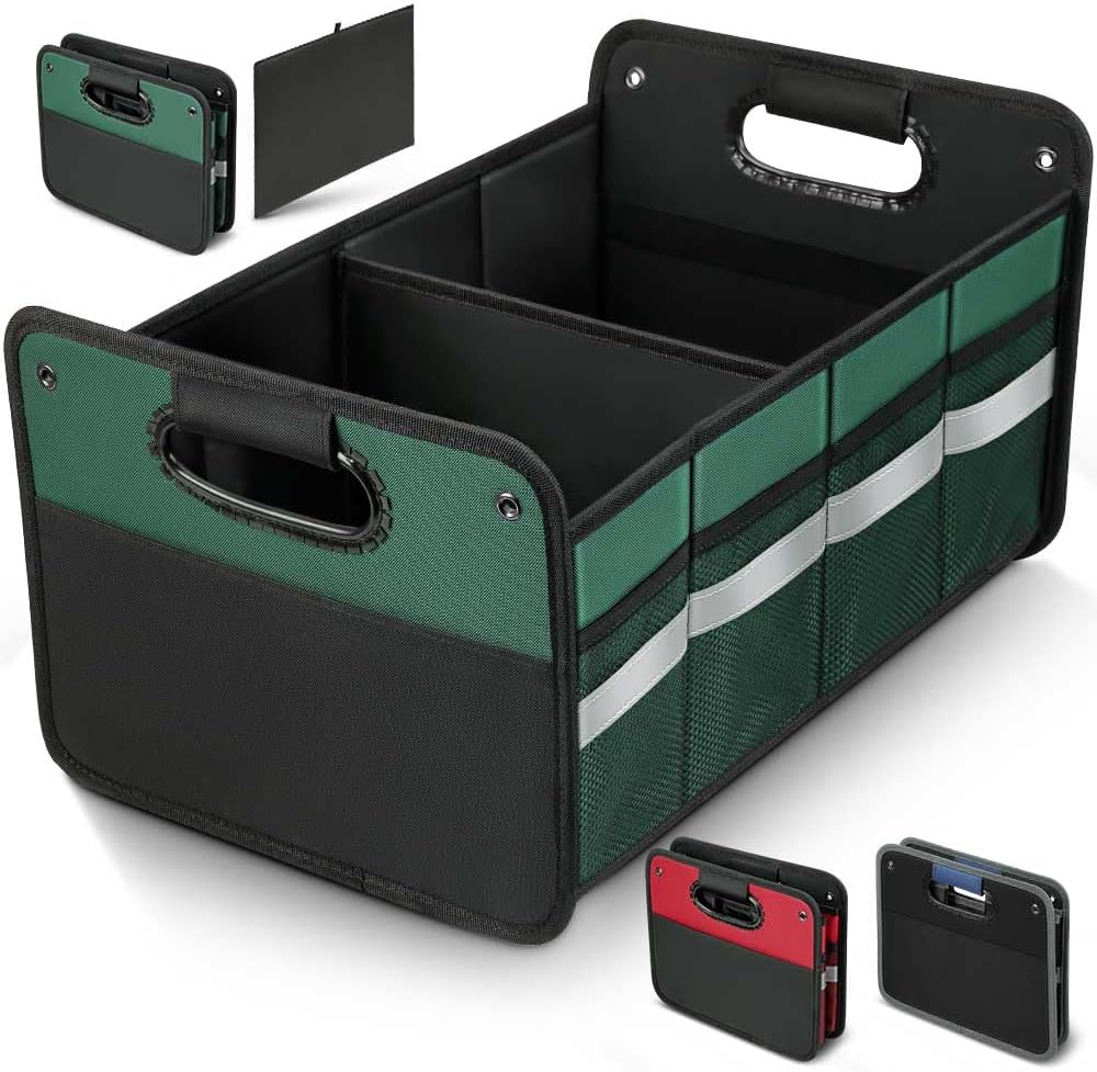 615ZSAW1dPL._AC_SL1000_.jpg Car Trunk Organizer, Car Storage Organizer, Collapsible Multi Compartment for Car, Suv, Sedan, Truck, 100L, Extra Larger (Green, 50L) - Image 1