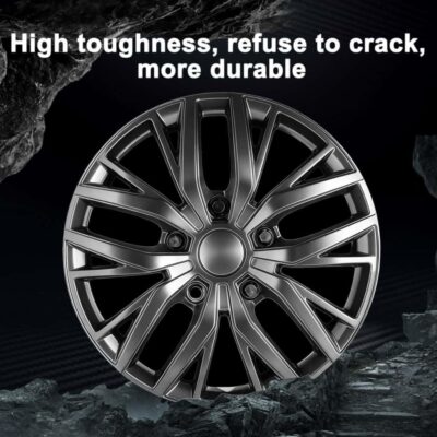 16 Inch Hubcaps with Adjustable Steel Retention Rings, Premium ABS Universal Fit, Set of 4 Wheel Covers (Gunmetal Grey) - Image 5
