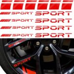 Pincuttee 14pcs Car Decal Stickers,Wheel Rim Decal Sticker,Sport Logo Reflective Stickers,Sport Emblem Car Rear Bumper Sticker,Rear Mirror Decals for All Vehicles(Red,14PCS)