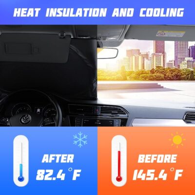 Car Window Shade, 6Pack Set Auto Sun Shades for Side Window Front and Rear Windshield with Storage Pouch for Car, SUV, Van, Truck, Full Sun Protection, Block UV Rays, Keep car Cool (59.5"x27.6"/6PCS) - Image 3